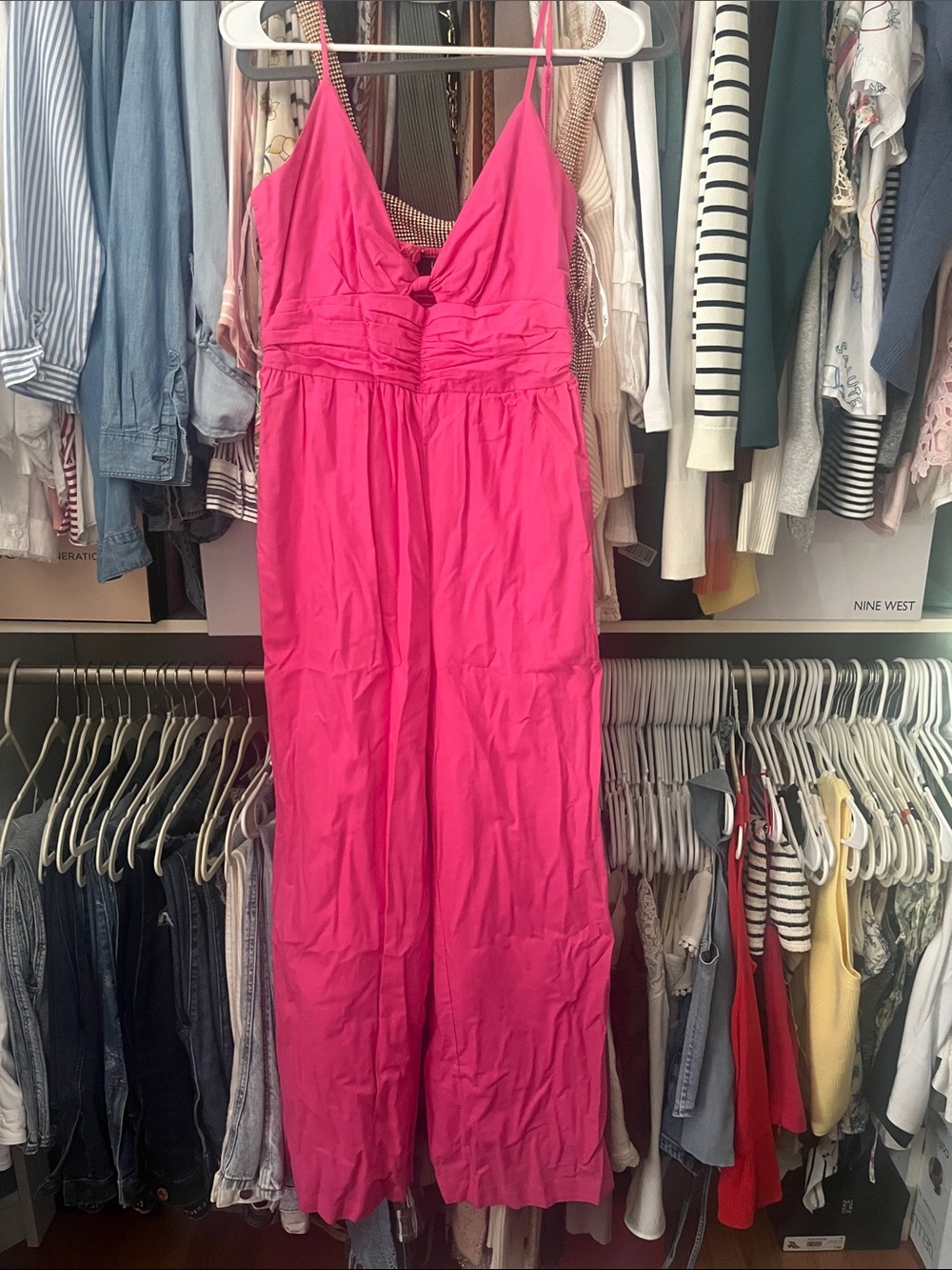 Lulu's Hot Pink Spaghetti Strap Jumpsuit